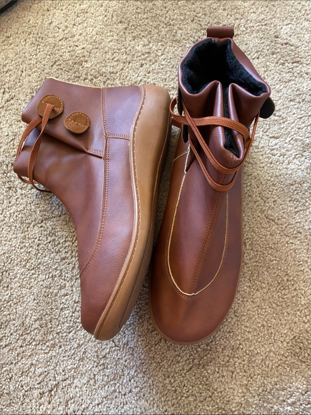 Teva Kiru Women's Leather Fleece Lined Wrap Lace Ankle Boots Brown Size 9
